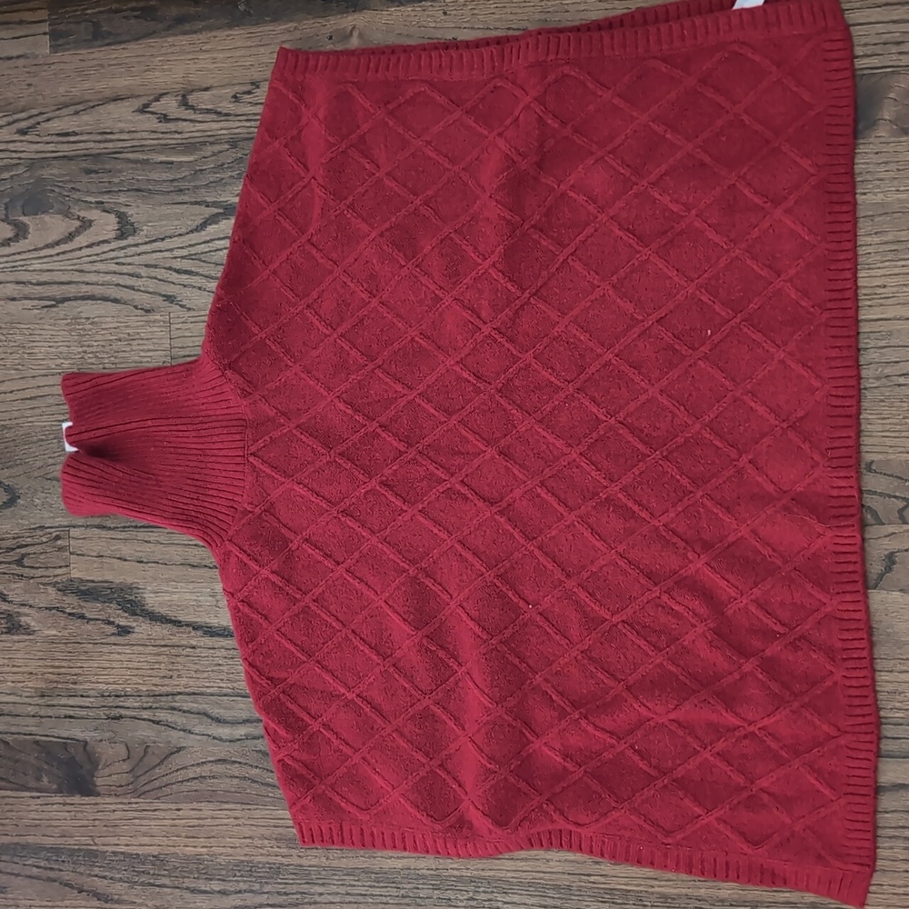 Loft Red Turtleneck Poncho NWT